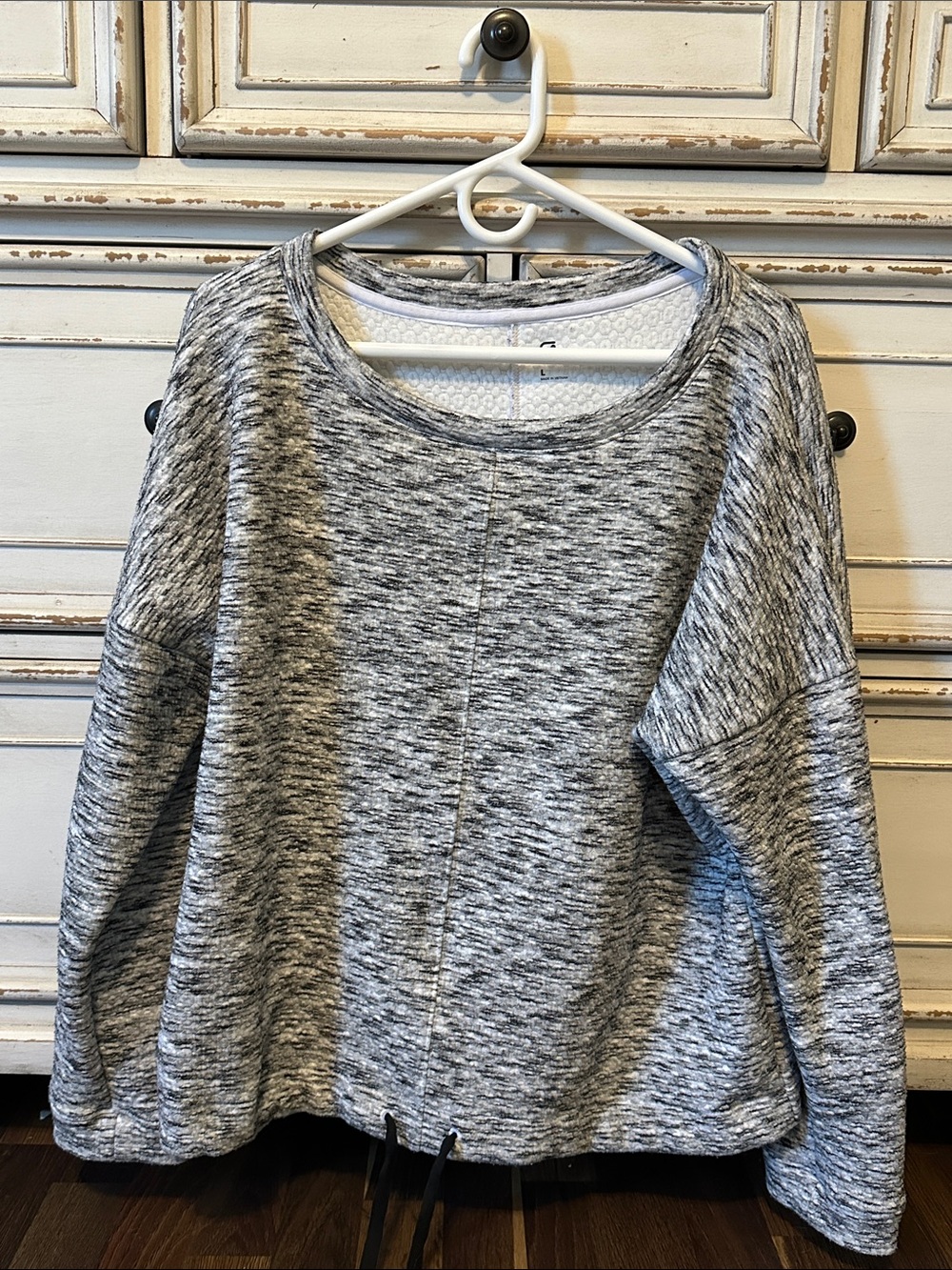 GapFit Grey Marled Long-Sleeve Pullover Top- Drawstring Bottom
